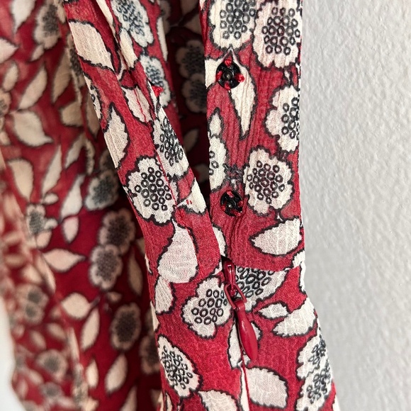 BA&SH Billy Ruched Floral Dress | Bordeaux | Size US 6 | Good Condition 🌸💕 - Picture 10 of 16